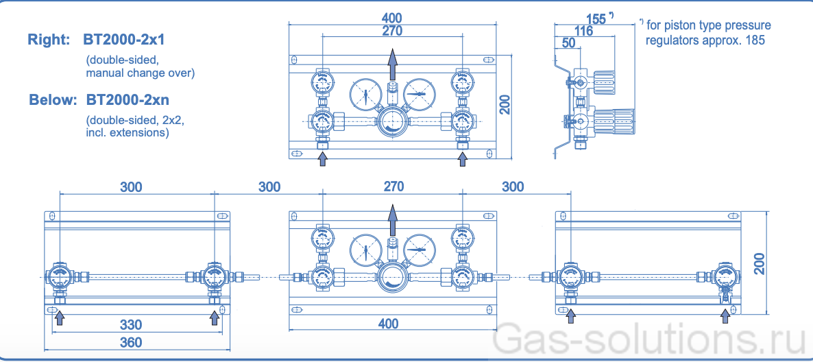 Газовая рампа Spectron серия BT2000-2L , чертеж