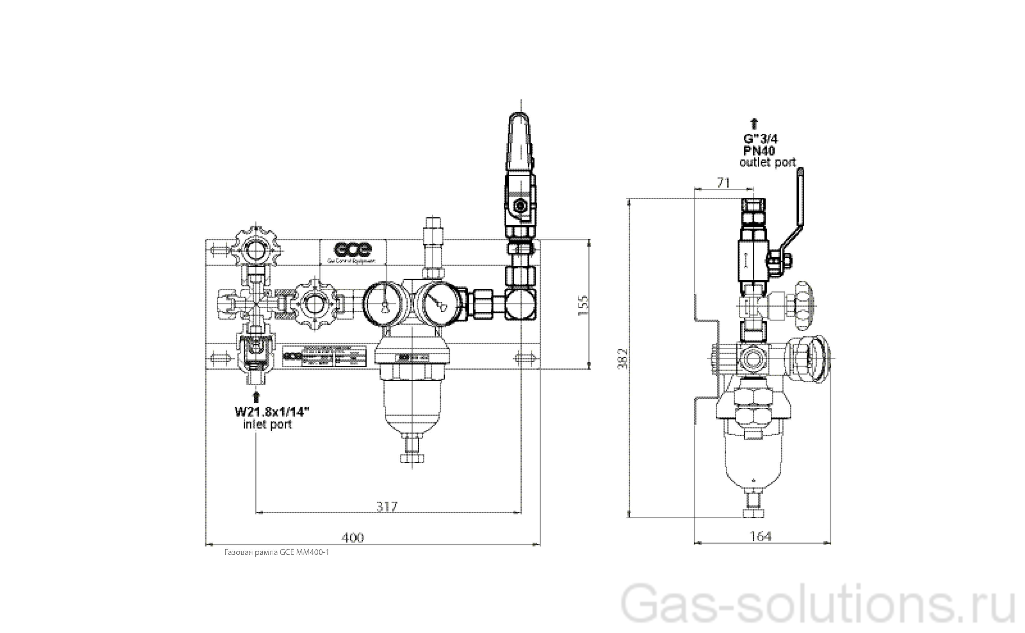Газовая рампа GCE MM400-1_чертеж