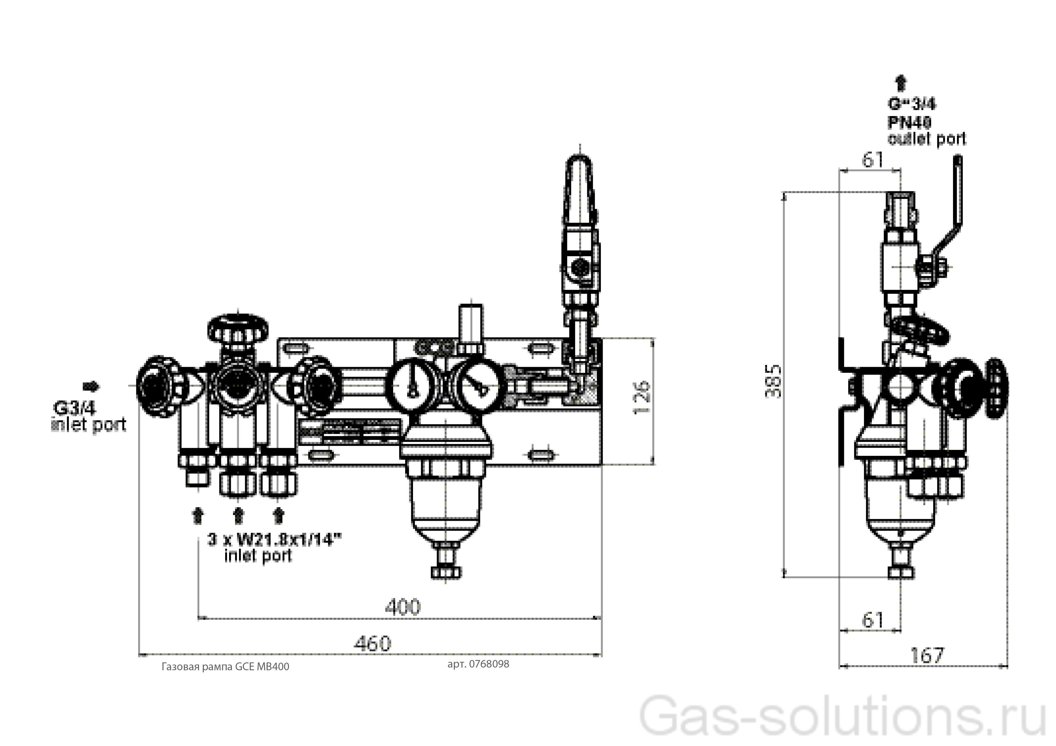 Газовая рампа GCE MB400_чертеж