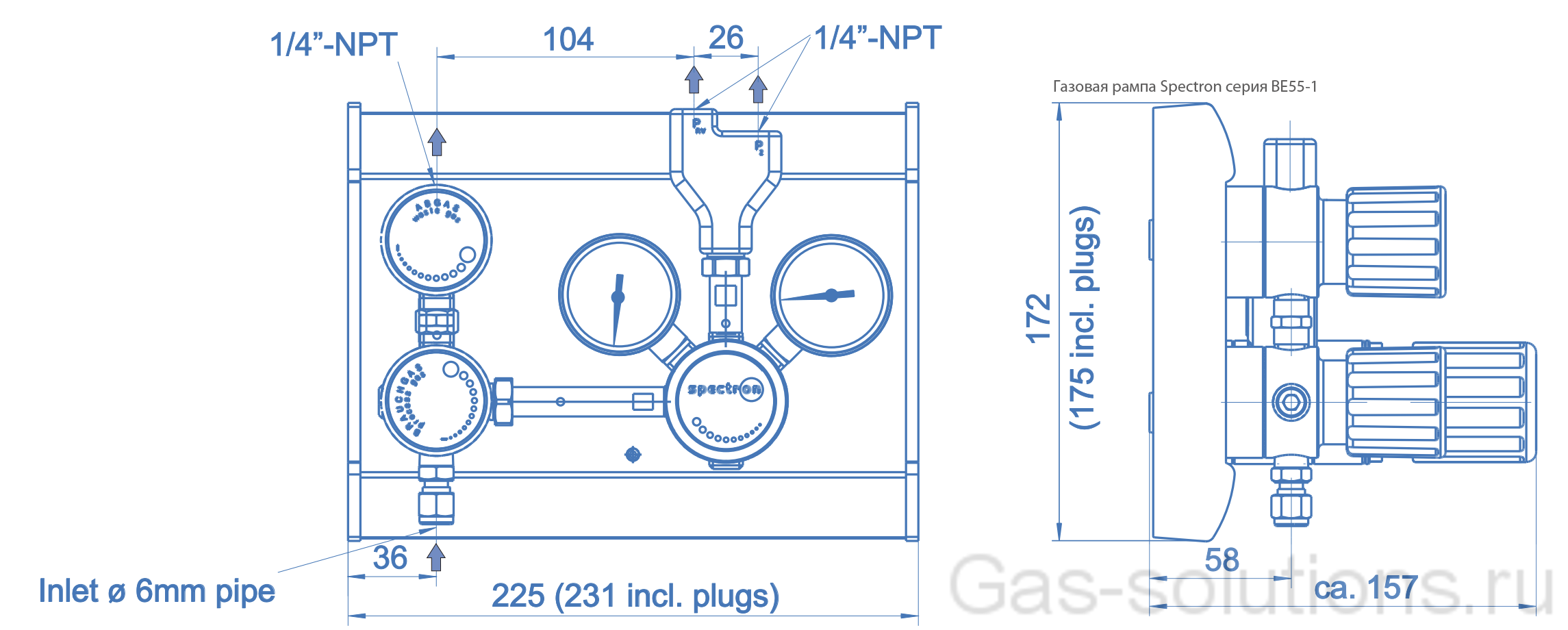 Газовая рампа Spectron серия BE55-1_чертеж