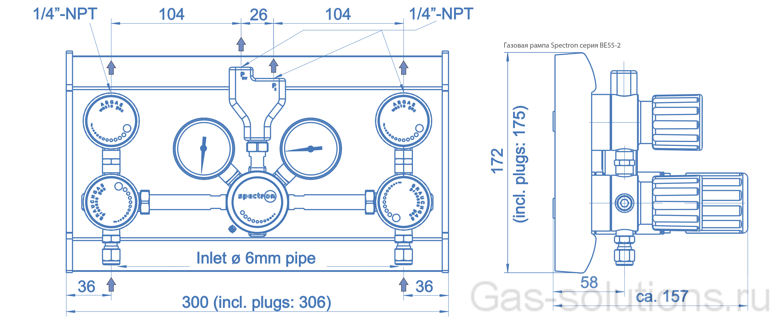 Газовая рампа Spectron серия BE55-2_чертеж