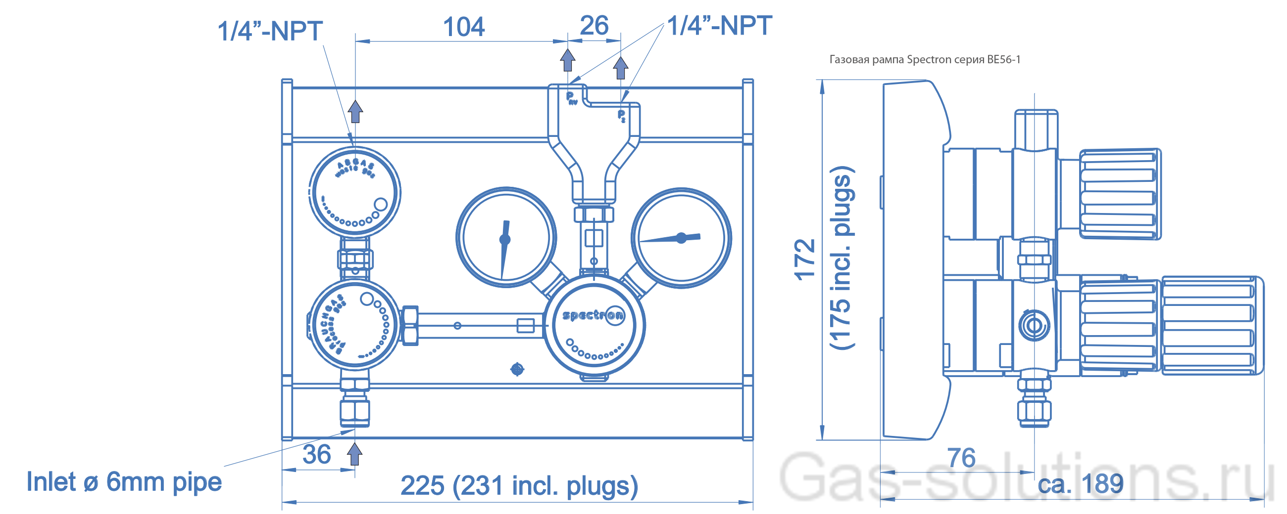Газовая рампа Spectron серия BE56-1_чертеж