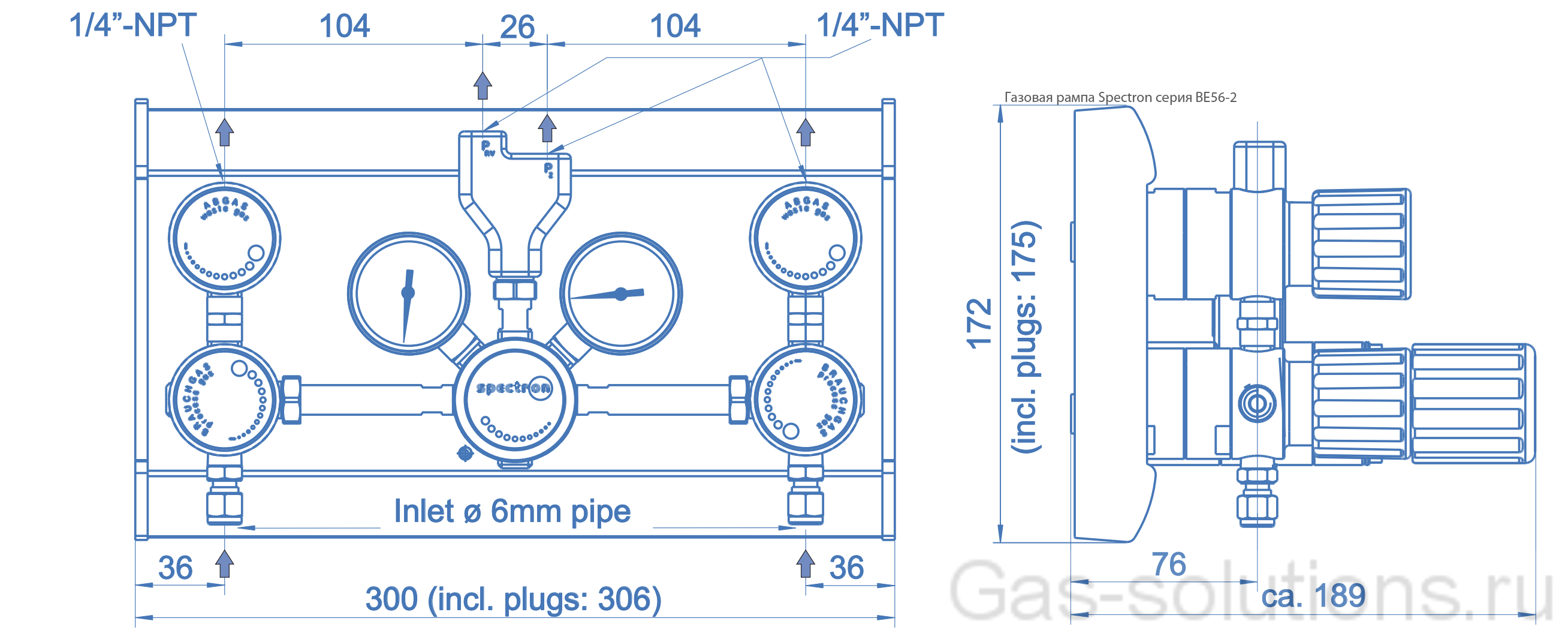 Газовая рампа Spectron серия BE56-2_чертеж
