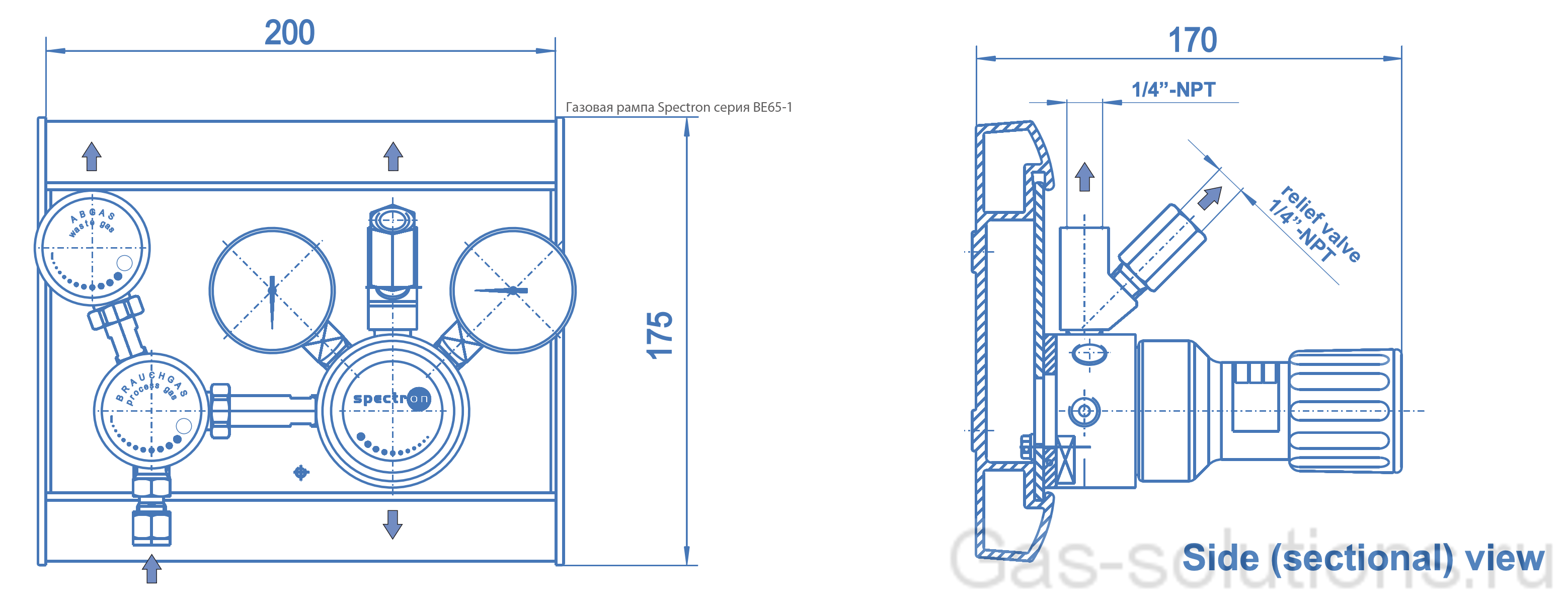 Газовая рампа Spectron серия BE65-1_чертеж