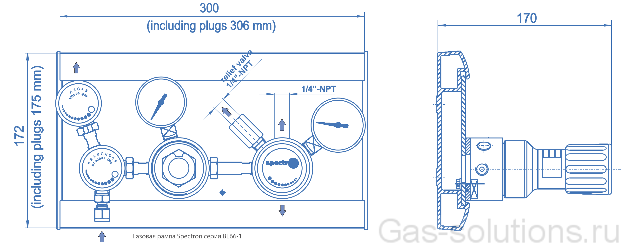 Газовая рампа Spectron серия BE66-1_чертеж