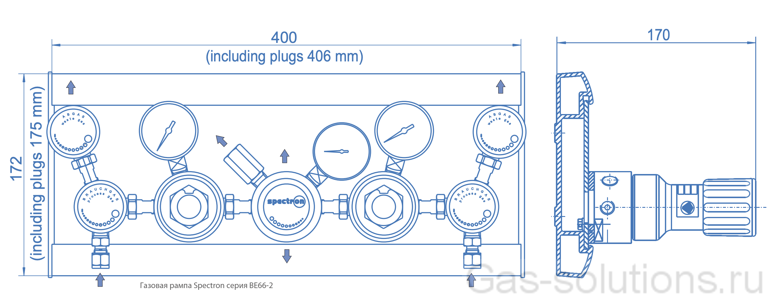 Газовая рампа Spectron серия BE66-2_чертеж