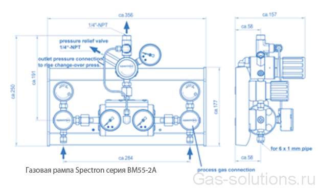 Газовая рампа Spectron серия BM55-2A_чертеж