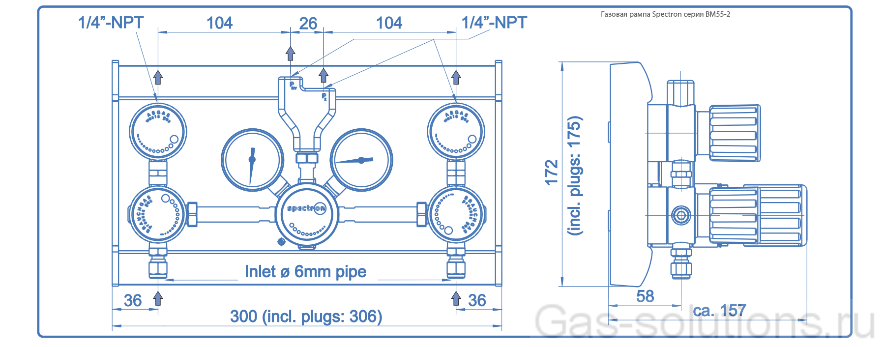 Газовая рампа Spectron серия BM55-2_чертеж