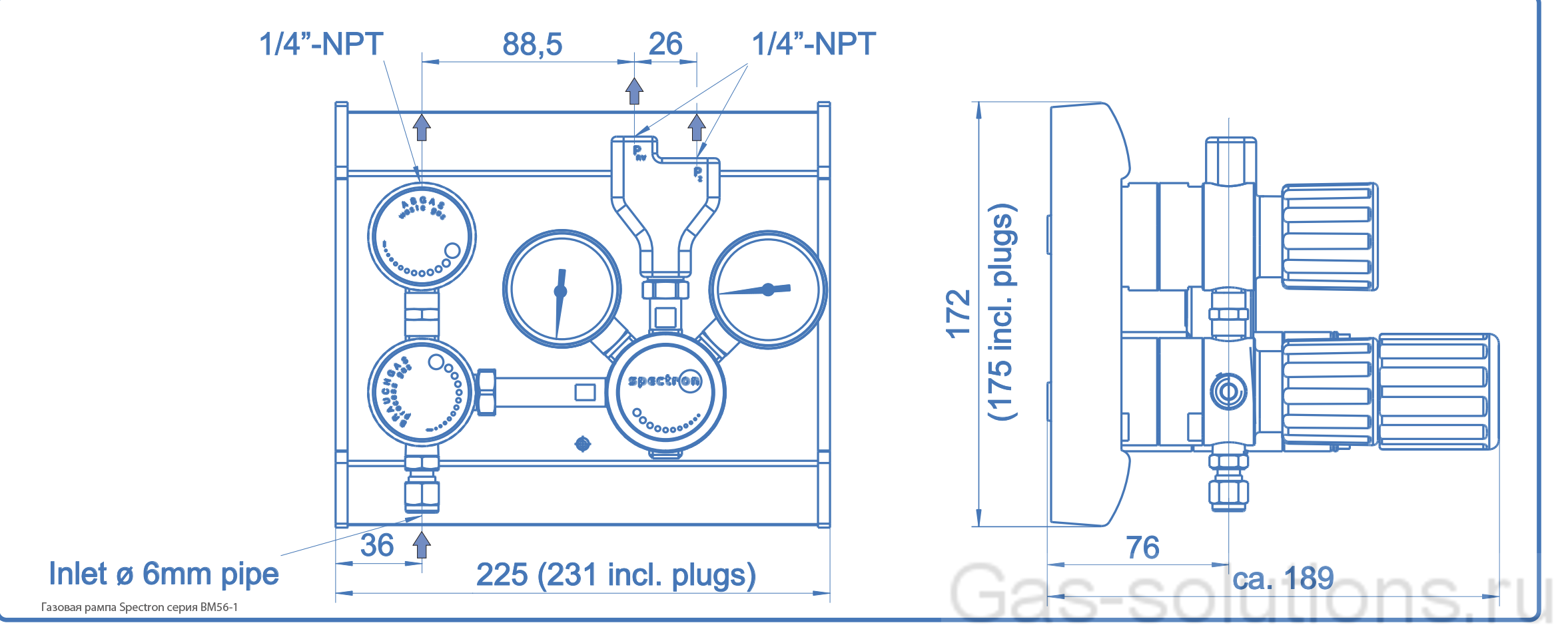Газовая рампа Spectron серия BM56-1_чертеж