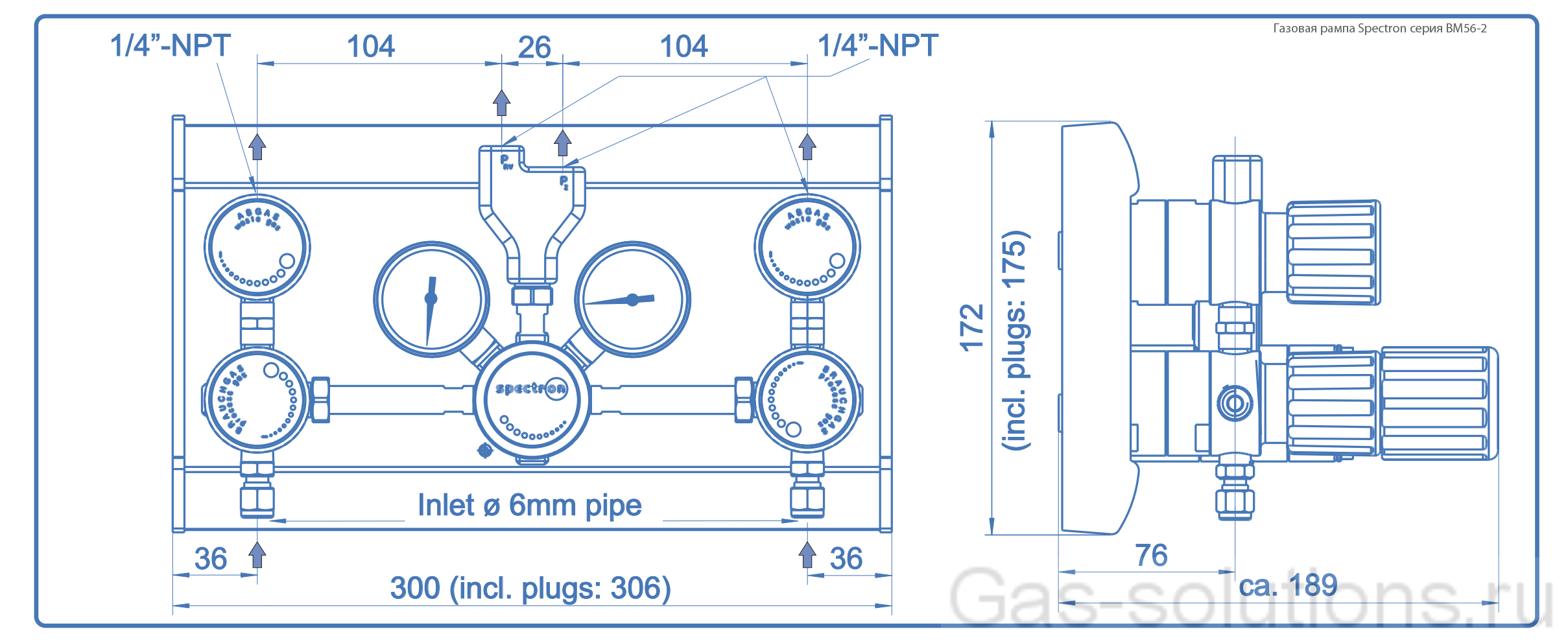 Газовая рампа Spectron серия BM56-2_чертеж