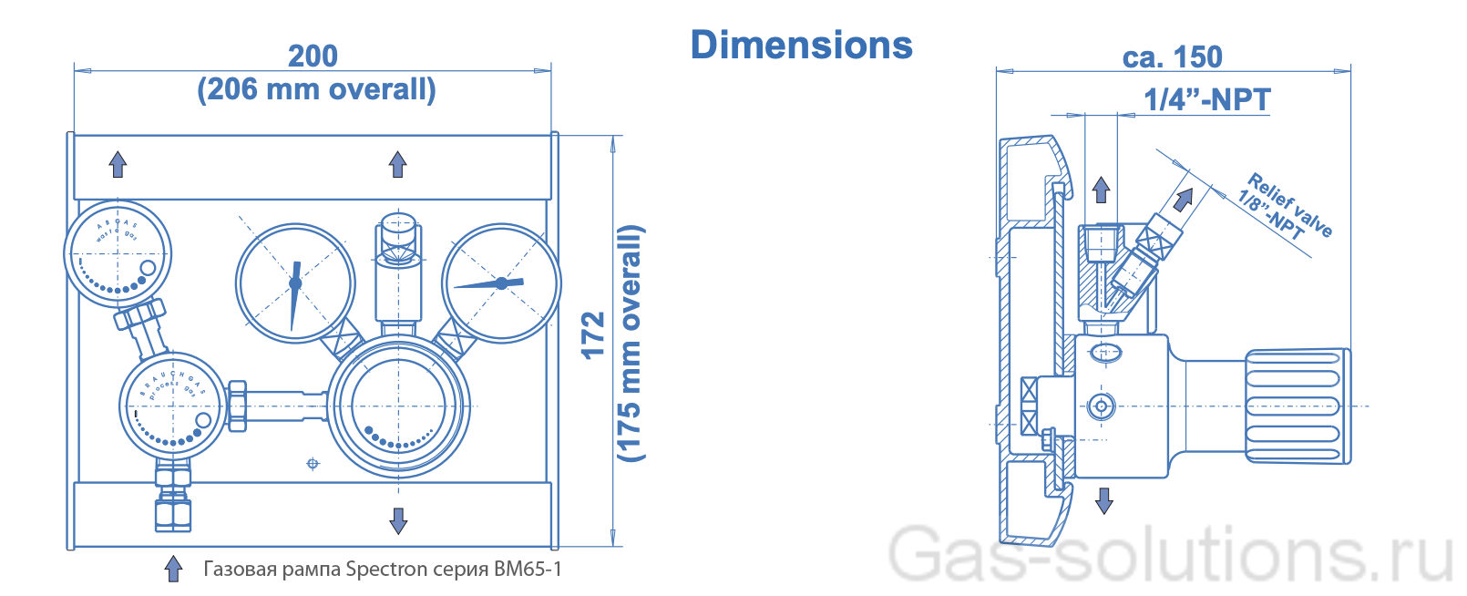 Газовая рампа Spectron серия BM65-1_чертеж