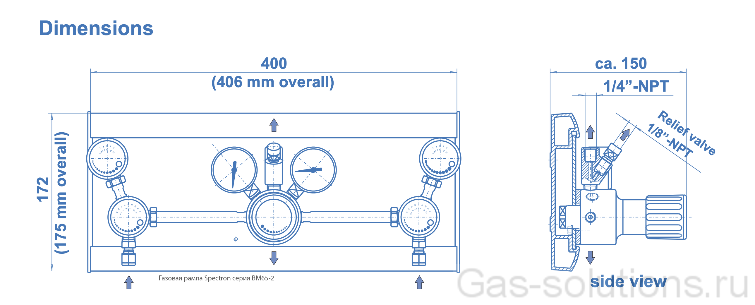 Газовая рампа Spectron серия BM65-2_чертеж