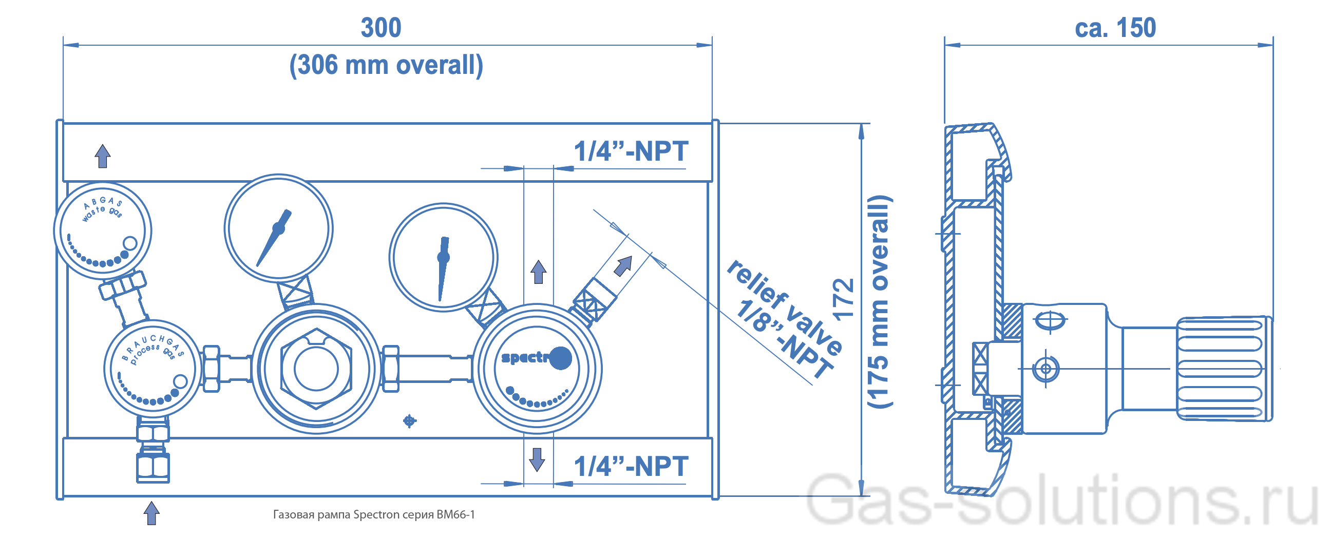 Газовая рампа Spectron серия BM66-1_чертеж