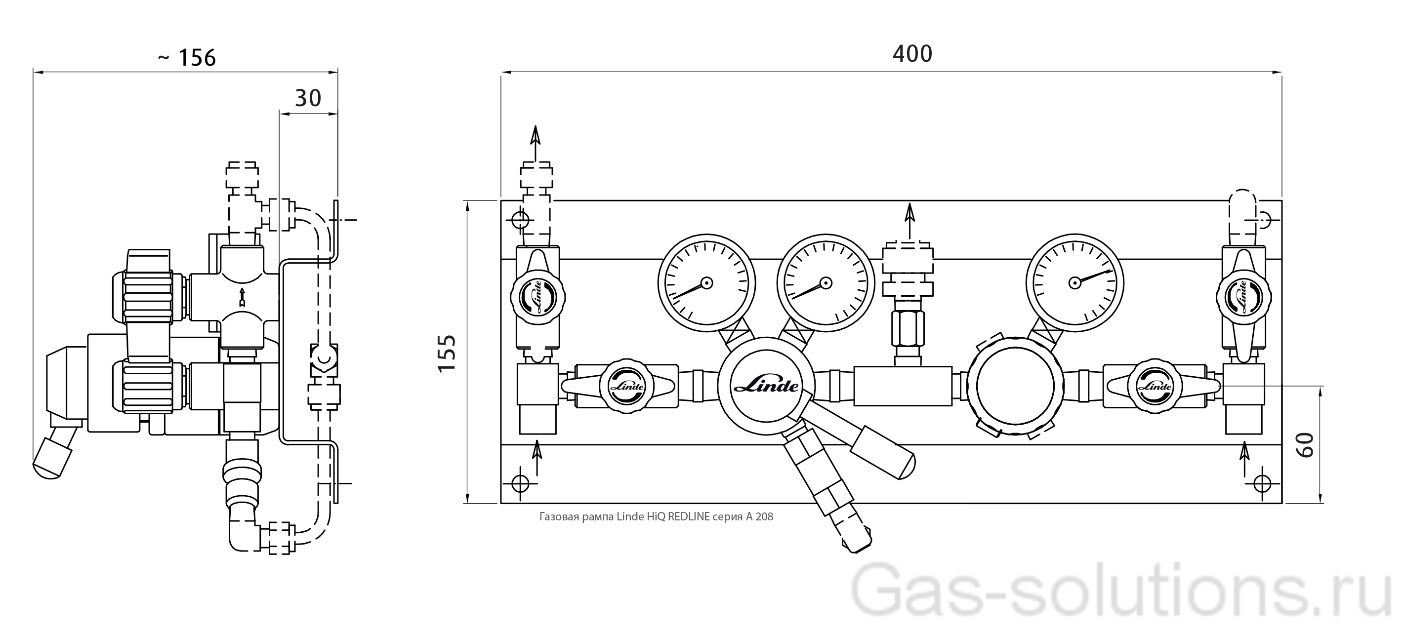 Газовая рампа Linde HiQ REDLINE серия A 208_чертеж
