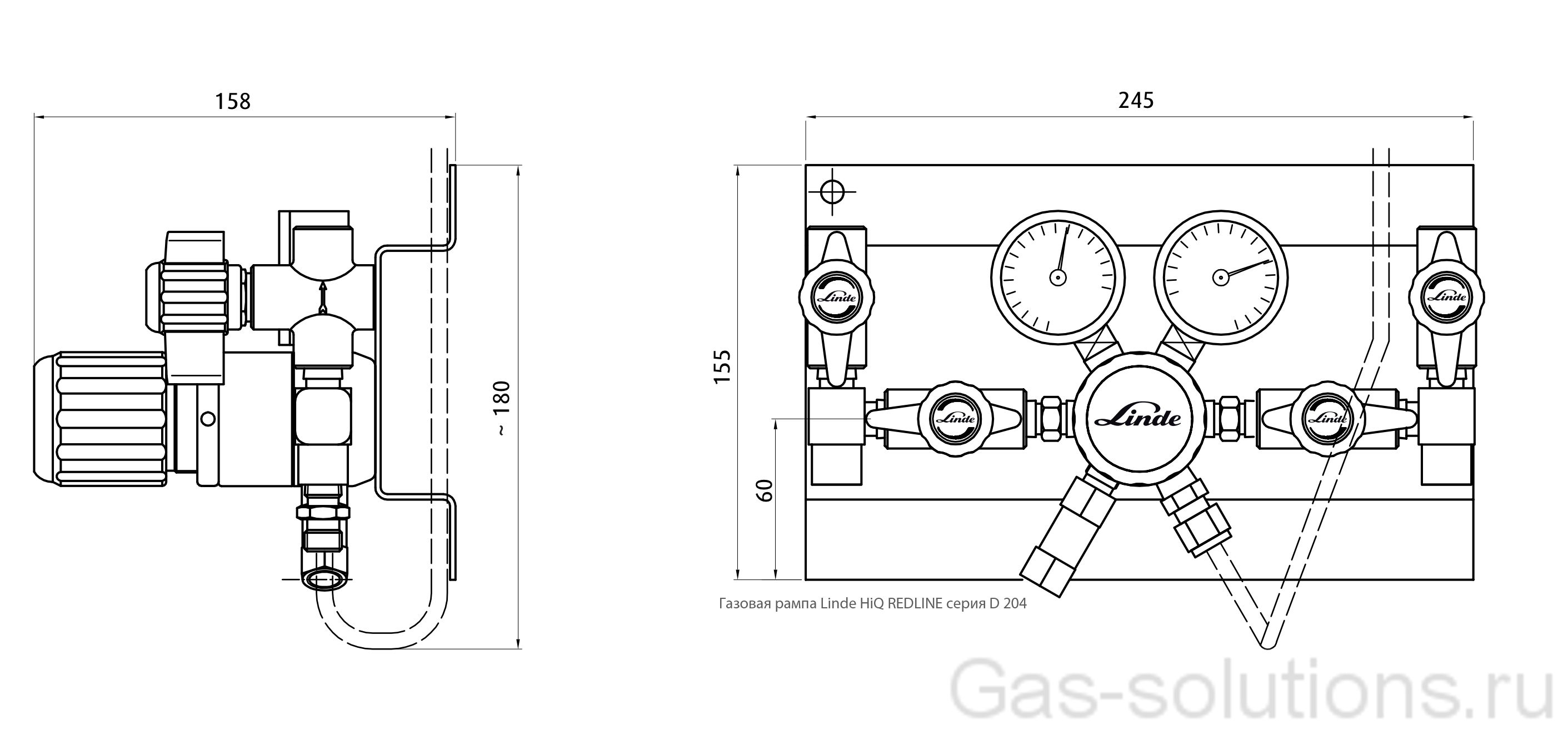 Газовая рампа Linde HiQ REDLINE серия D 204_чертеж