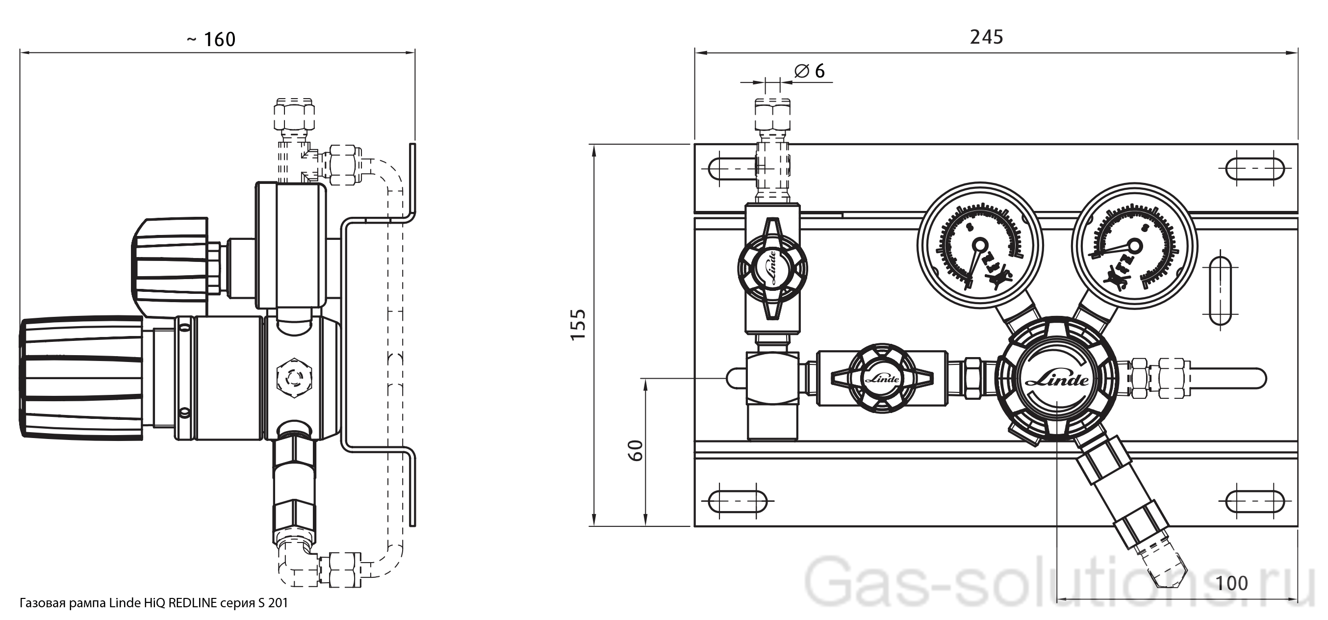 Газовая рампа Linde HiQ REDLINE серия S 201_чертеж