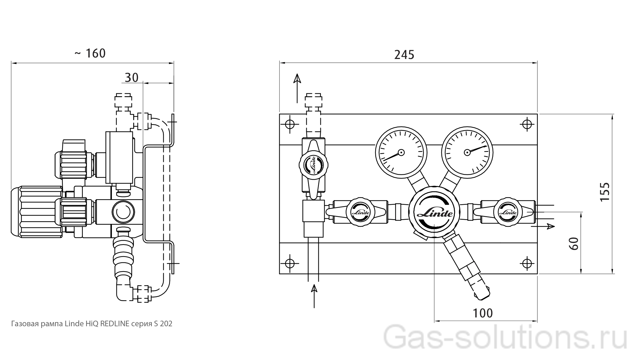 Газовая рампа Linde HiQ REDLINE серия S 202_чертеж