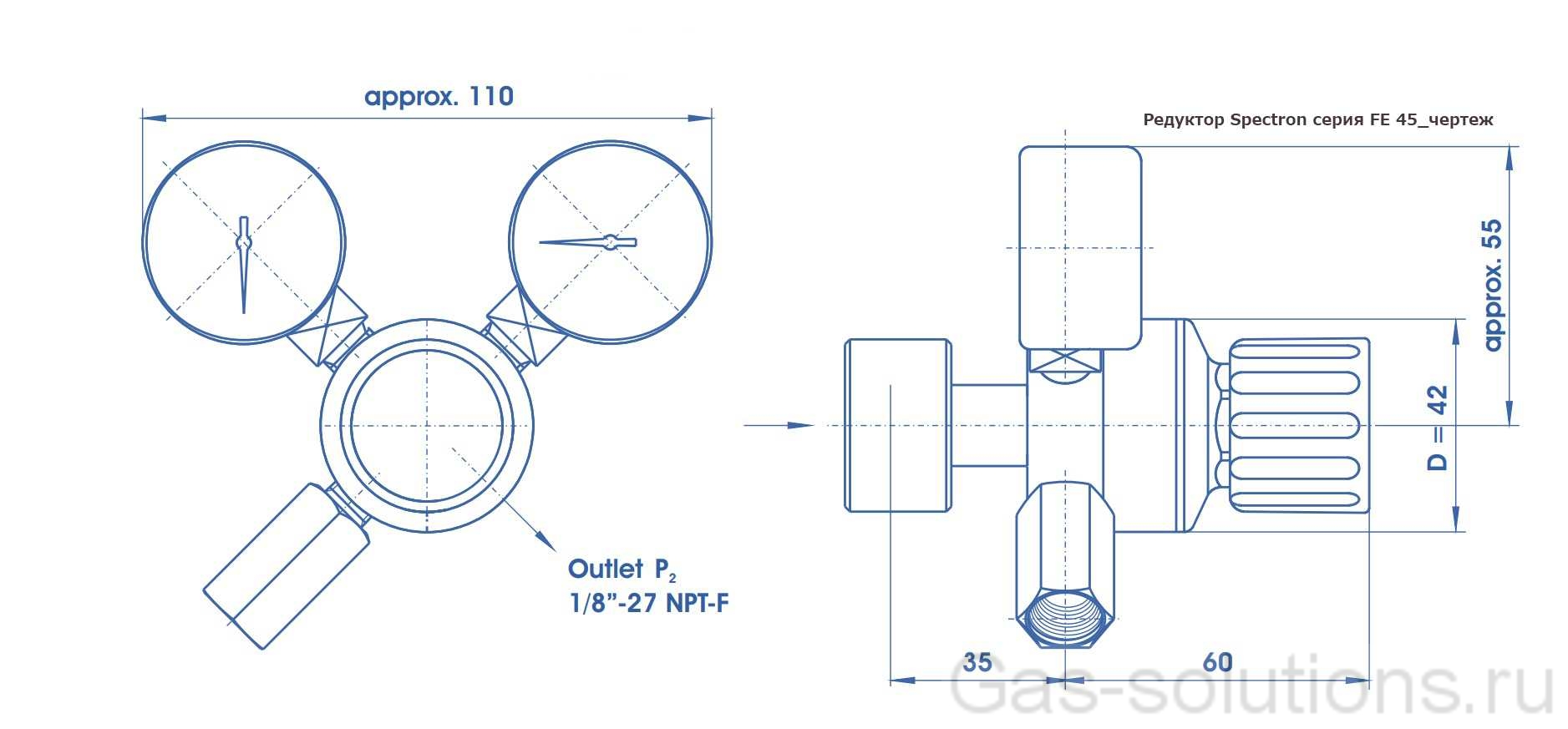 Редуктор Spectron серия FE 45_чертеж