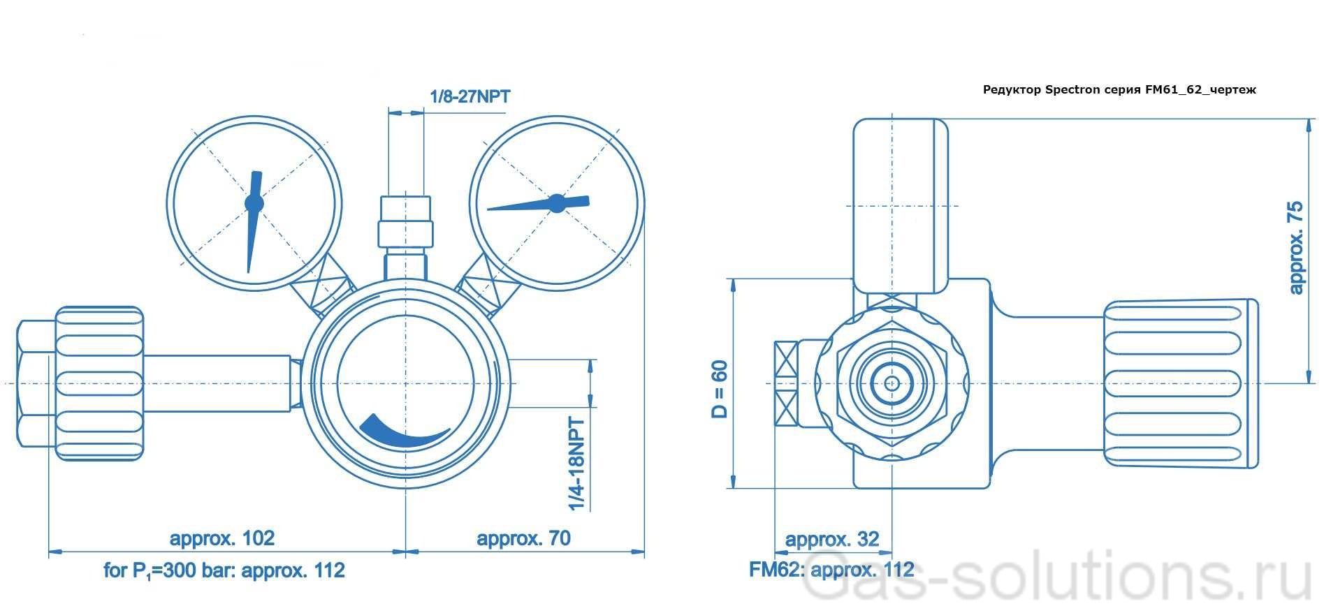 Редуктор Spectron серия FM61_62_чертеж