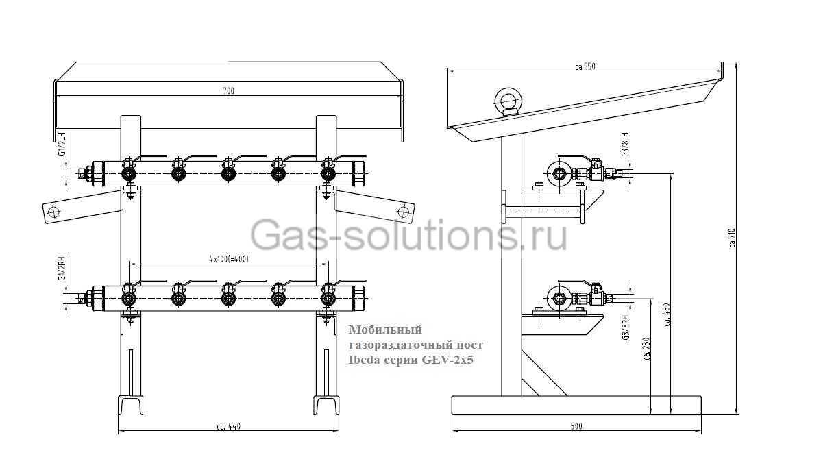 Мобильный газораздаточный пост Ibeda серии GEV-2х5-чертеж