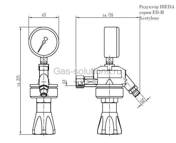 Редуктор Ibeda серии ED-H Acetylene _ чертеж