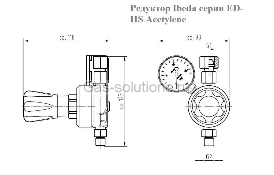 Редуктор Ibeda серии ED-HS Acetylene- чертеж