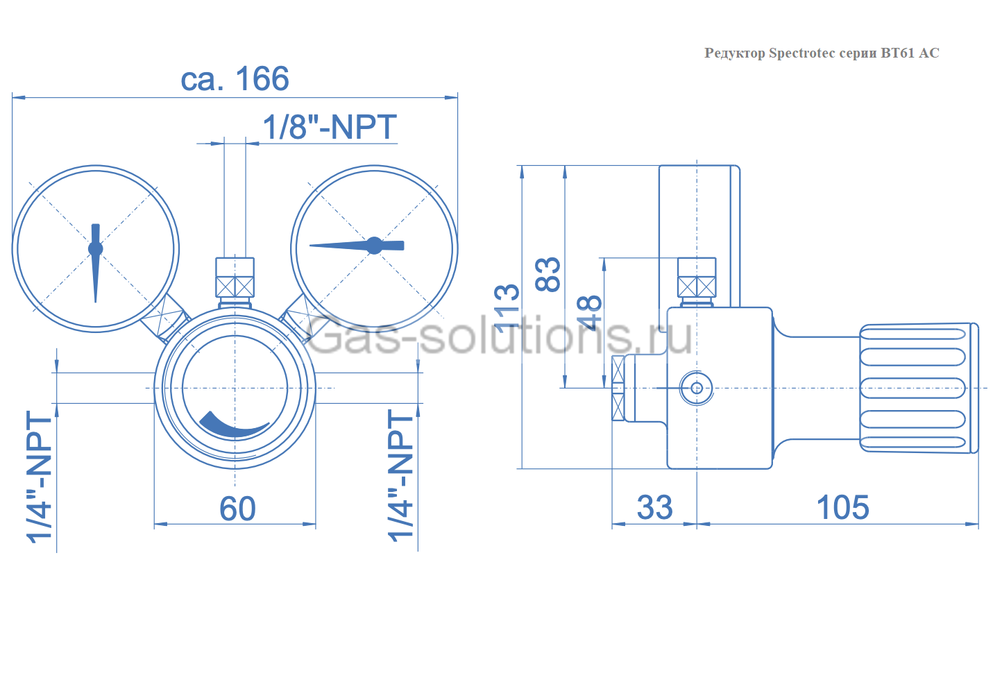 Редуктор Spectrotec серии BT61 AC_чертеж