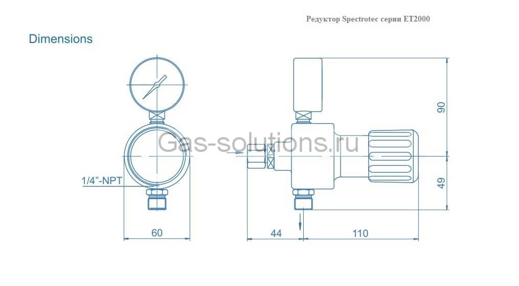 Редуктор Spectrotec серии ET2000 - чертеж