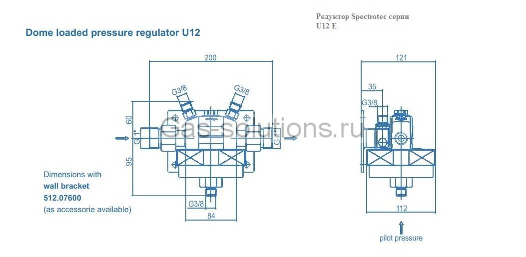 Редуктор Spectrotec серии U12 E - чертеж