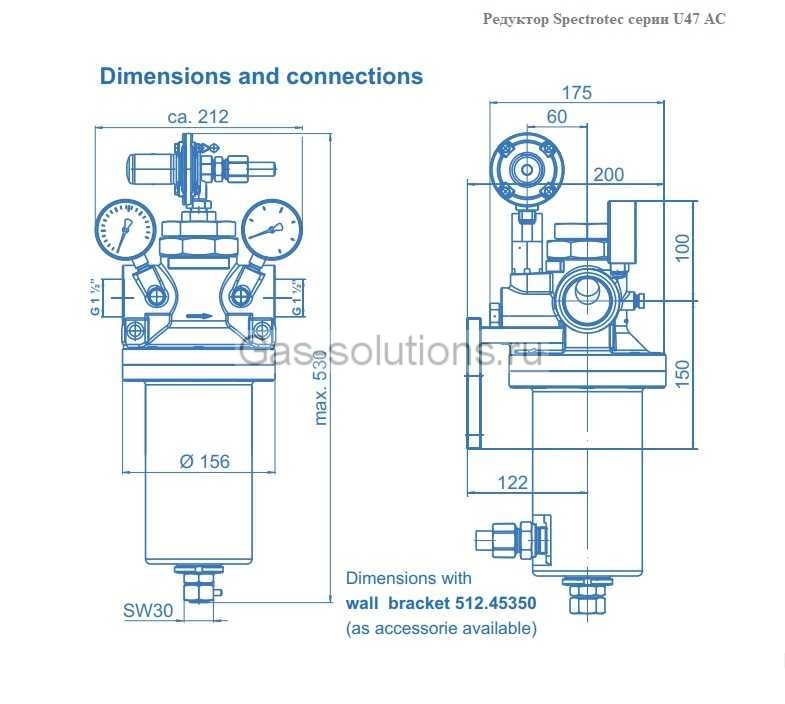 Редуктор Spectrotec серии U47 АС -чертеж