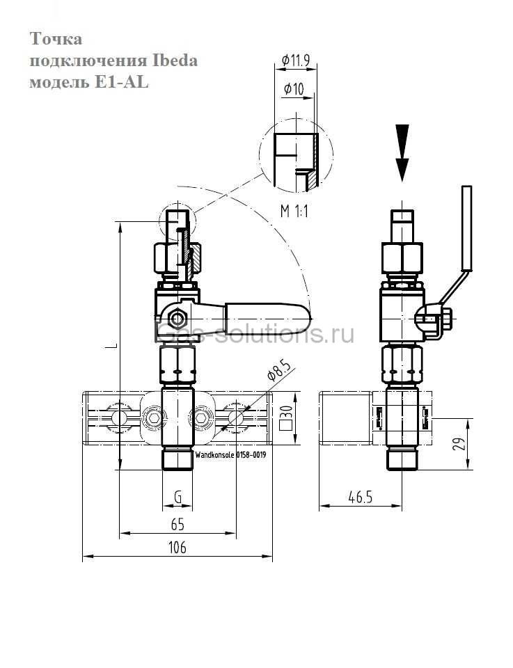 Точка подключения Ibeda модель E1-AL-чертеж