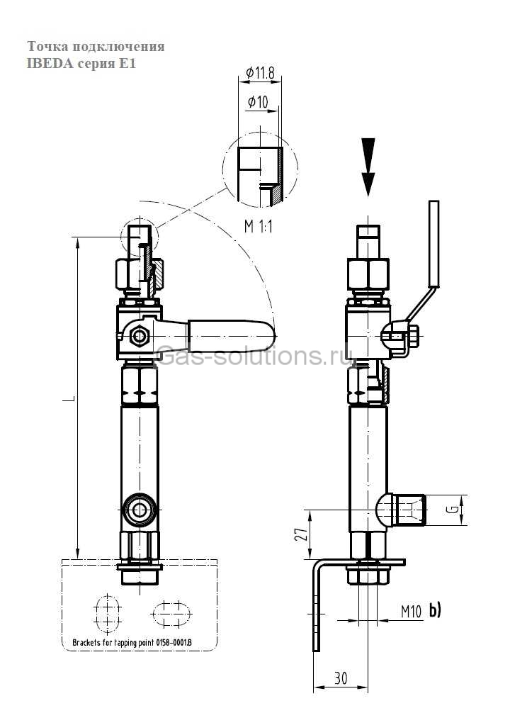 Точка подключения Ibeda модель Е1-чертеж