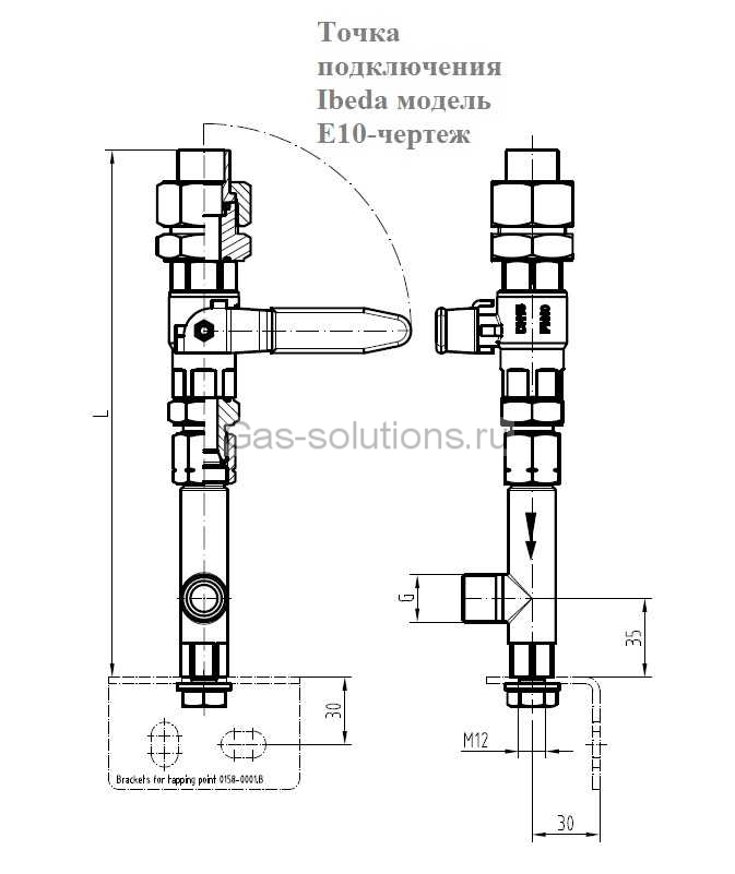 Точка подключения Ibeda модель Е10-чертеж