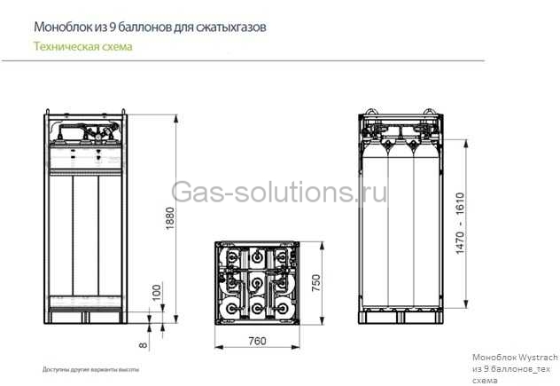 Моноблок Wystrach из 9 баллонов_тех схема