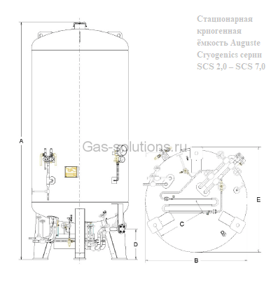 Стационарная криогенная ёмкость Auguste Cryogenics серии SCS 2,0 – SCS 7,0_схема