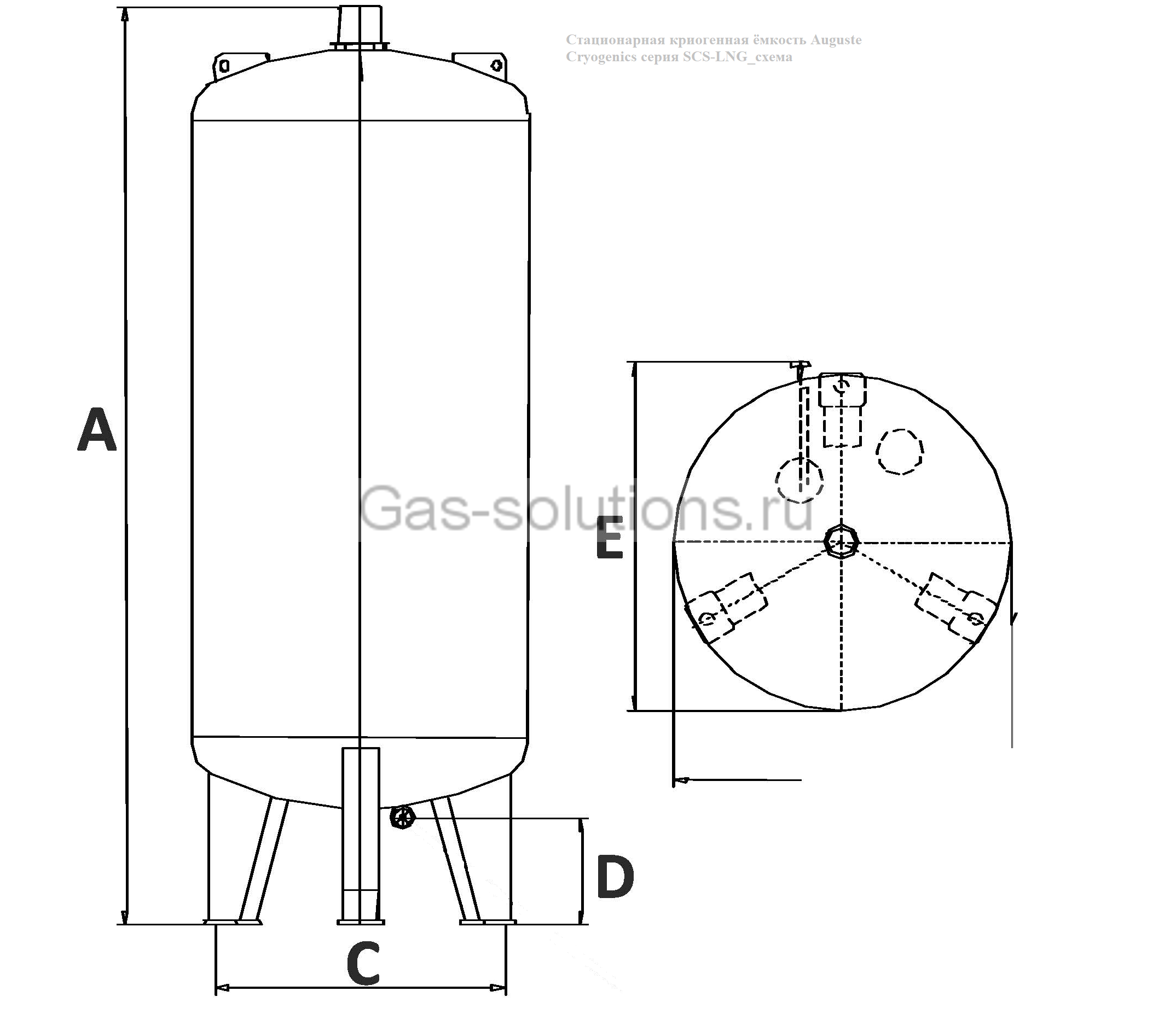 Стационарная криогенная ёмкость Auguste Cryogenics серия SCS-LNG_схема